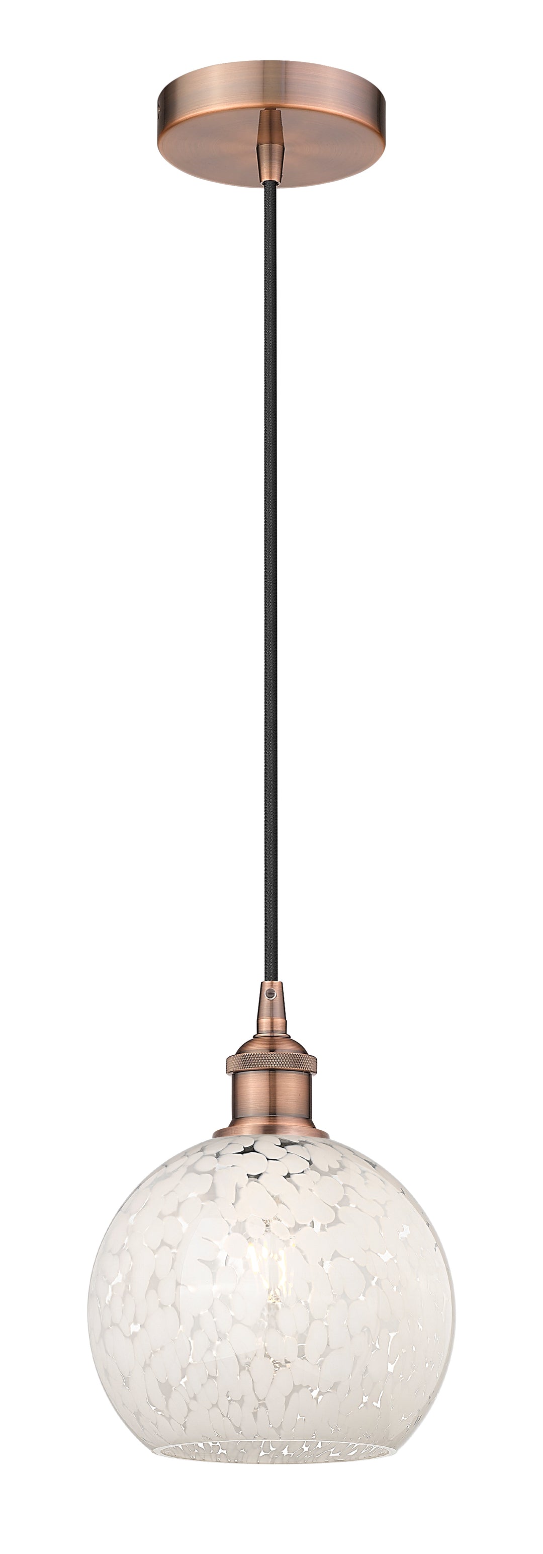 Innovations Lighting White Mouchette 8" Mini Pendant - Antique Copper Mini-Pendants Innovations Lighting   