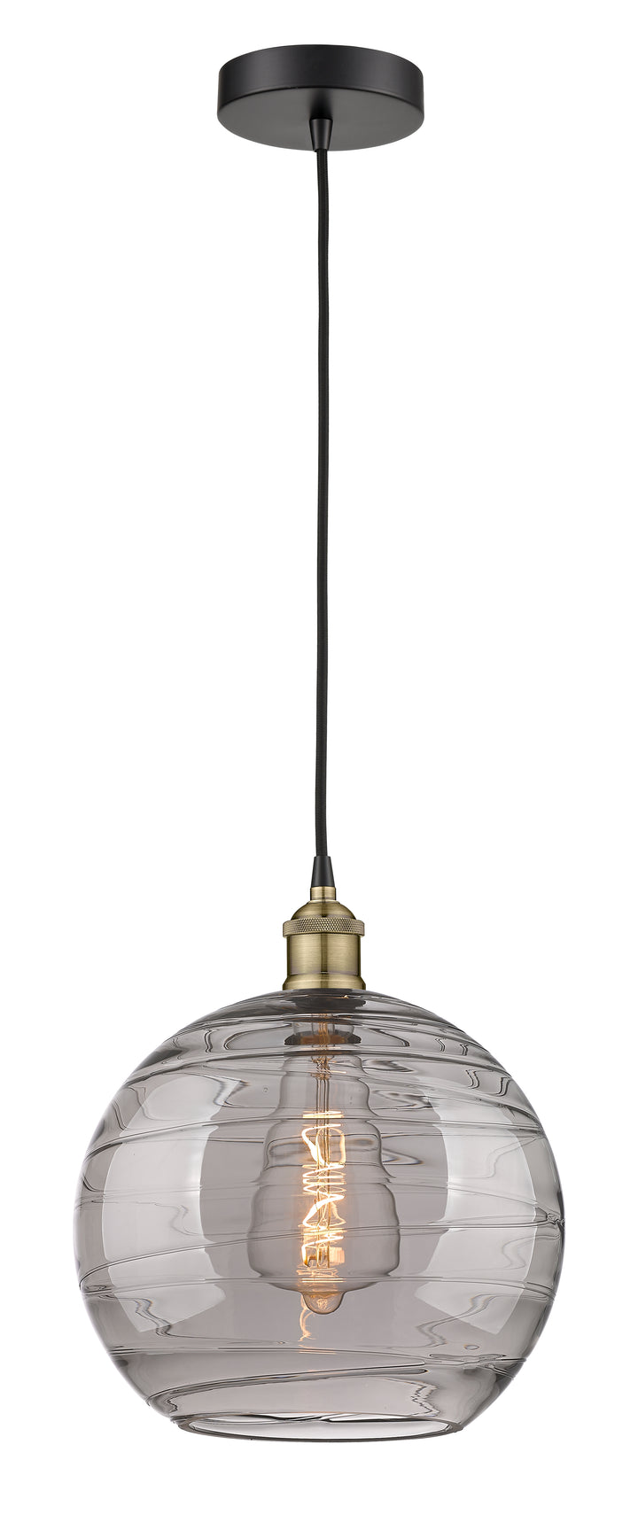 Innovations Lighting Athens Deco Swirl 12" Mini Pendant - Black Antique Brass Mini-Pendants Innovations Lighting   