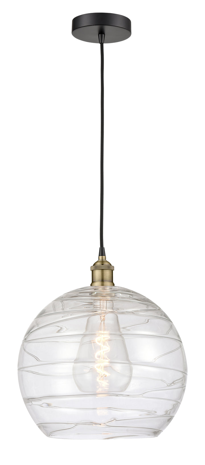 Innovations Lighting Athens Deco Swirl 14" Pendant - Black Antique Brass Pendants Innovations Lighting   