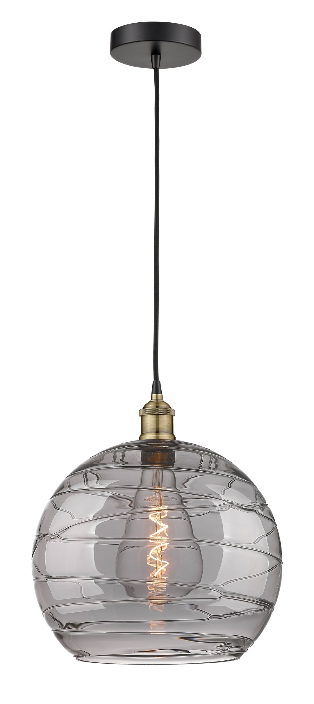 Innovations Lighting Athens Deco Swirl 14" Pendant - Black Antique Brass Pendants Innovations Lighting   