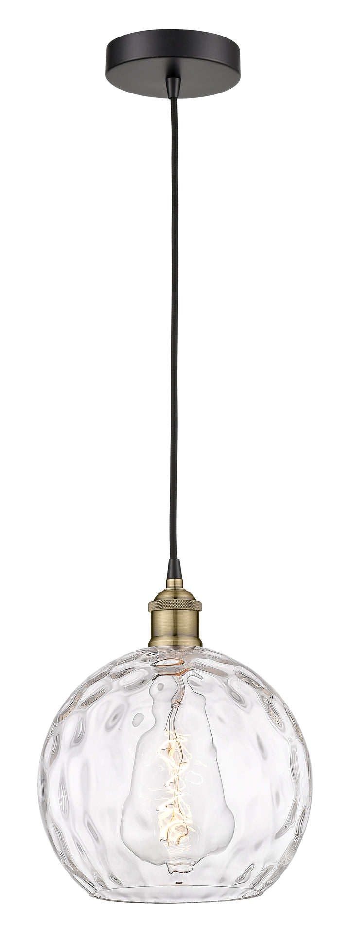 Innovations Lighting Athens Water Glass 10" Mini Pendant - Black Antique Brass Mini-Pendants Innovations Lighting   