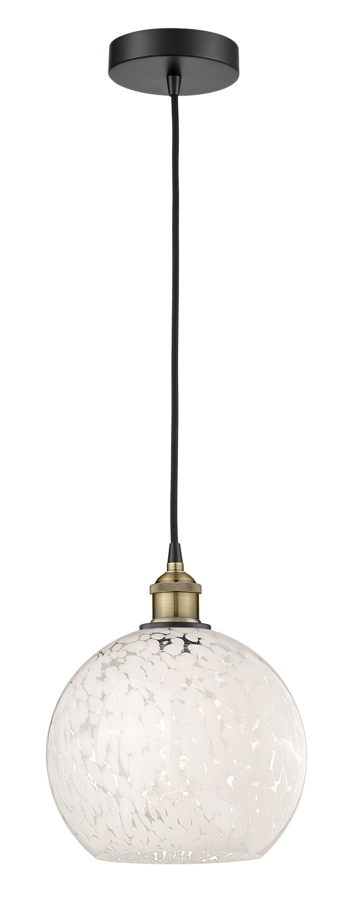 Innovations Lighting White Mouchette 10" Mini Pendant - Black Antique Brass Mini-Pendants Innovations Lighting   