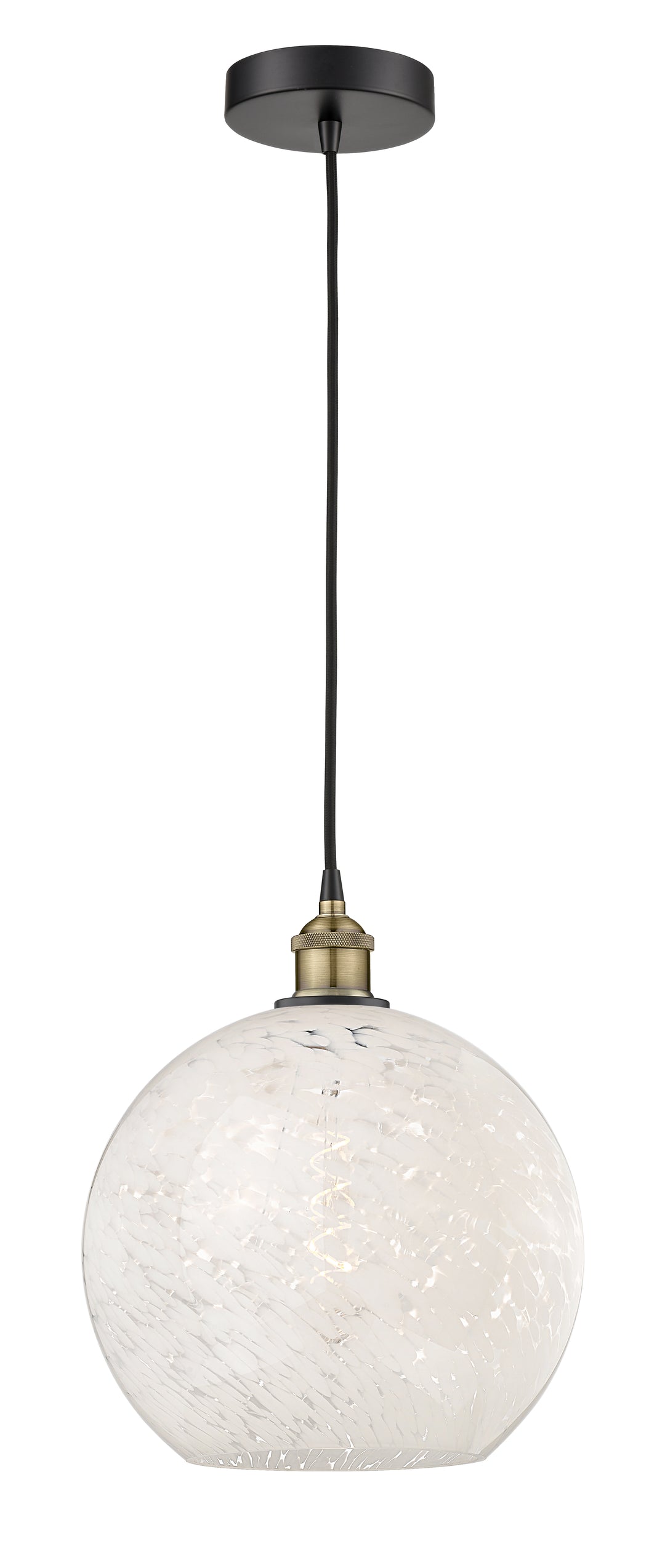 Innovations Lighting White Mouchette 12" Mini Pendant - Black Antique Brass Mini-Pendants Innovations Lighting   