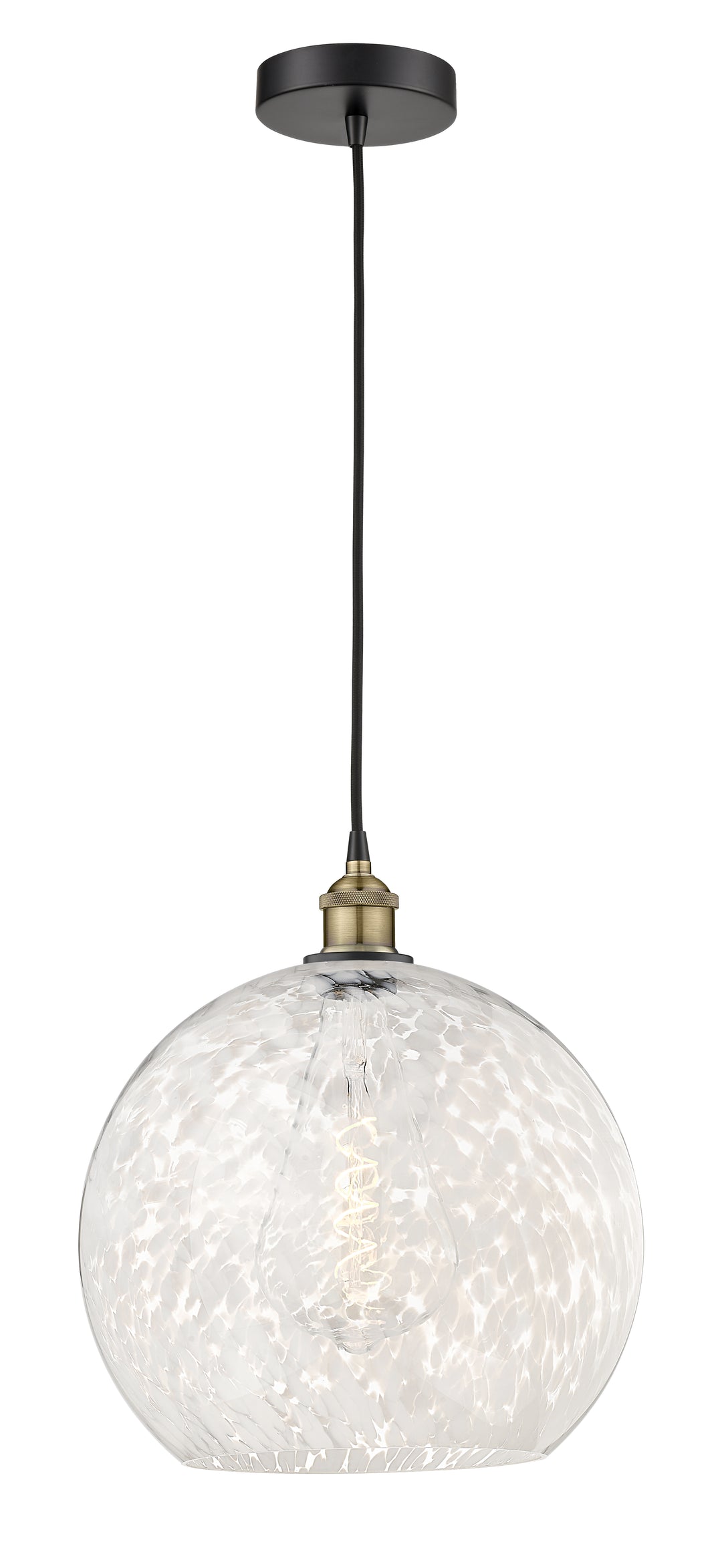 Innovations Lighting White Mouchette 14" Pendant - Black Antique Brass Pendants Innovations Lighting   