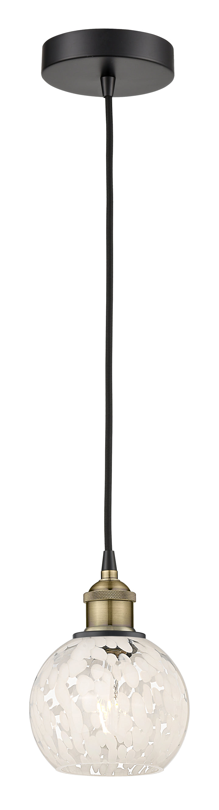 Innovations Lighting White Mouchette 6" Mini Pendant - Black Antique Brass Mini-Pendants Innovations Lighting   