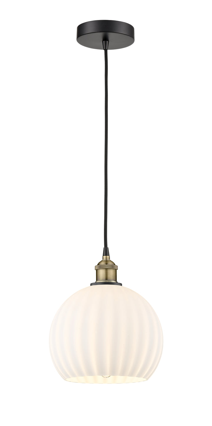 Innovations Lighting White Venetian 10" Mini Pendant - Black Antique Brass Mini-Pendants Innovations Lighting   