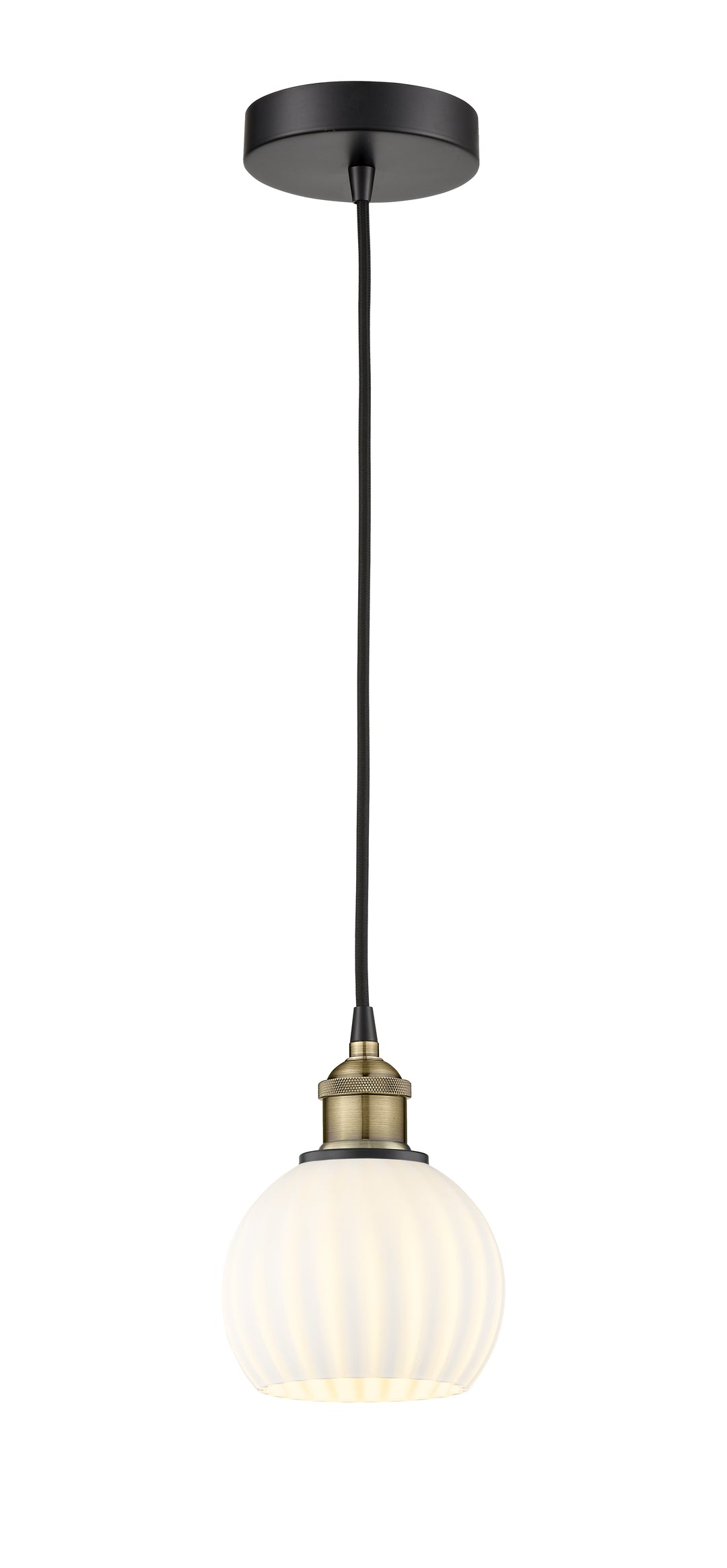 Innovations Lighting White Venetian 6" Mini Pendant - Black Antique Brass