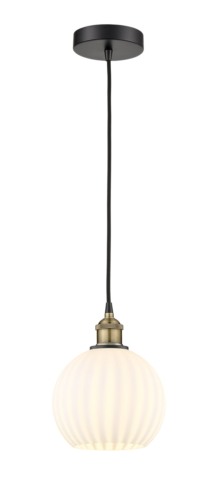 Innovations Lighting White Venetian 8" Mini Pendant - Black Antique Brass