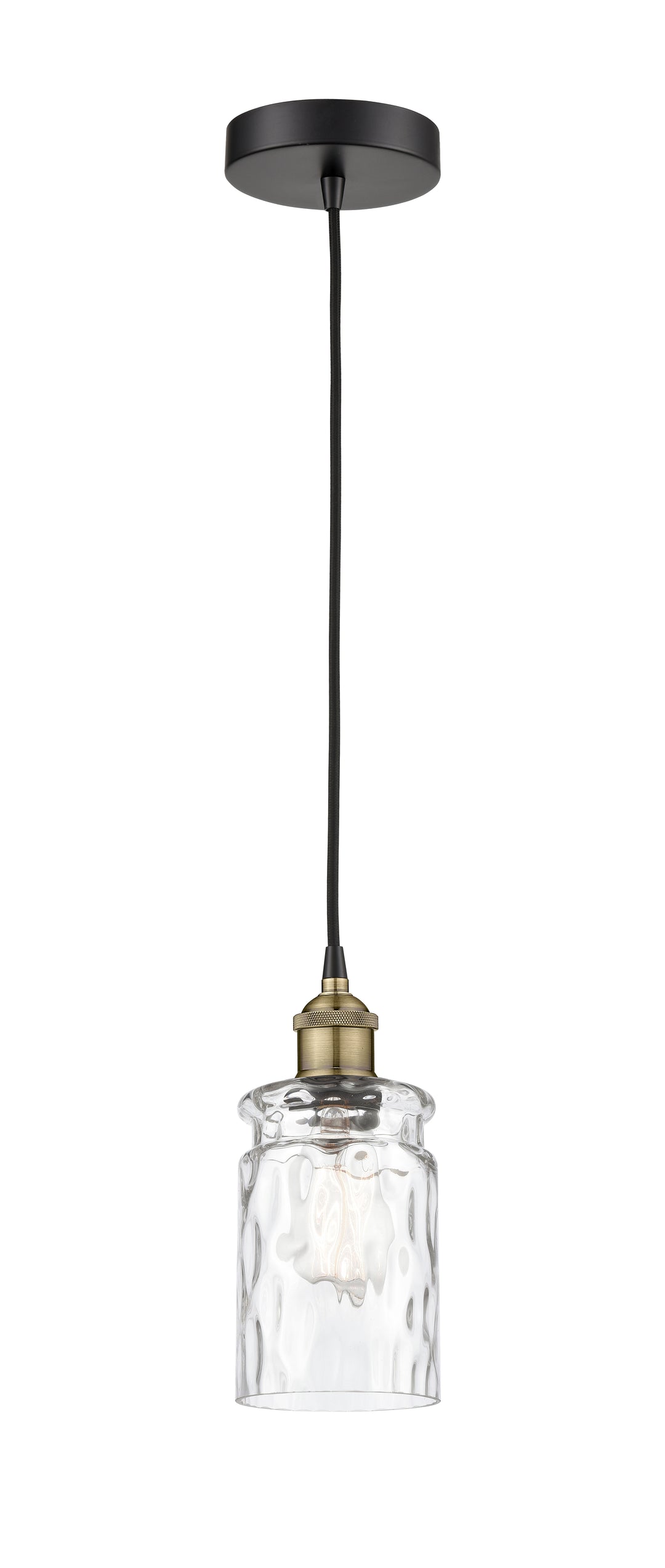 Innovations Lighting Candor 5" Mini Pendant - Black Antique Brass Mini-Pendants Innovations Lighting Clear Waterglass ; Glass Type: Frosted; Ribbed  