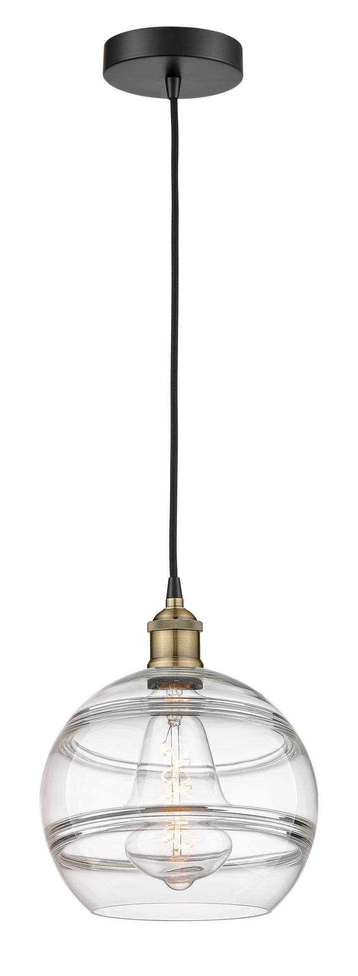 Innovations Lighting Rochester 10" Mini Pendant - Black Antique Brass Mini-Pendants Innovations Lighting   