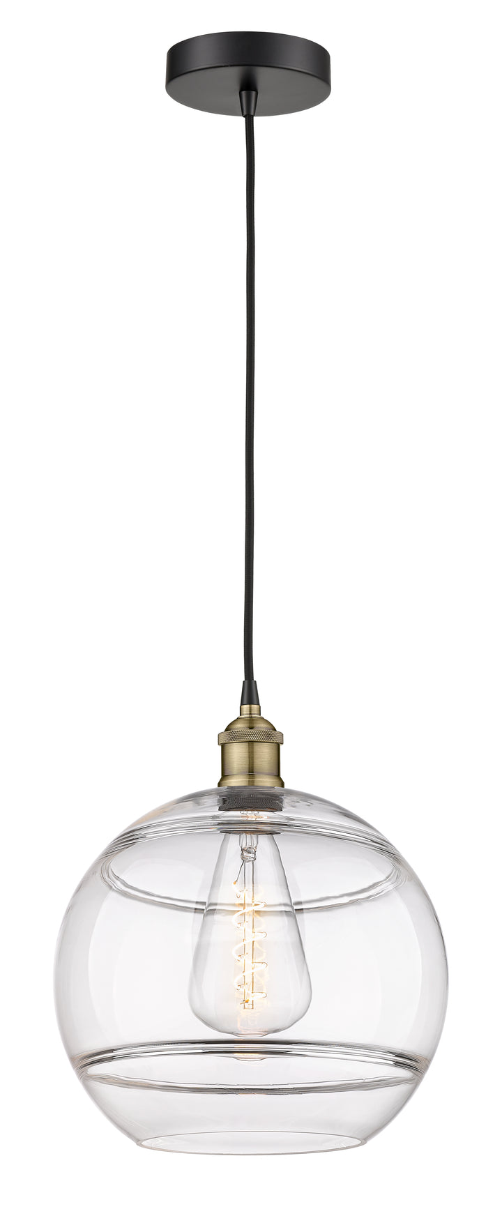 Innovations Lighting Rochester 12" Mini Pendant - Black Antique Brass Mini-Pendants Innovations Lighting   