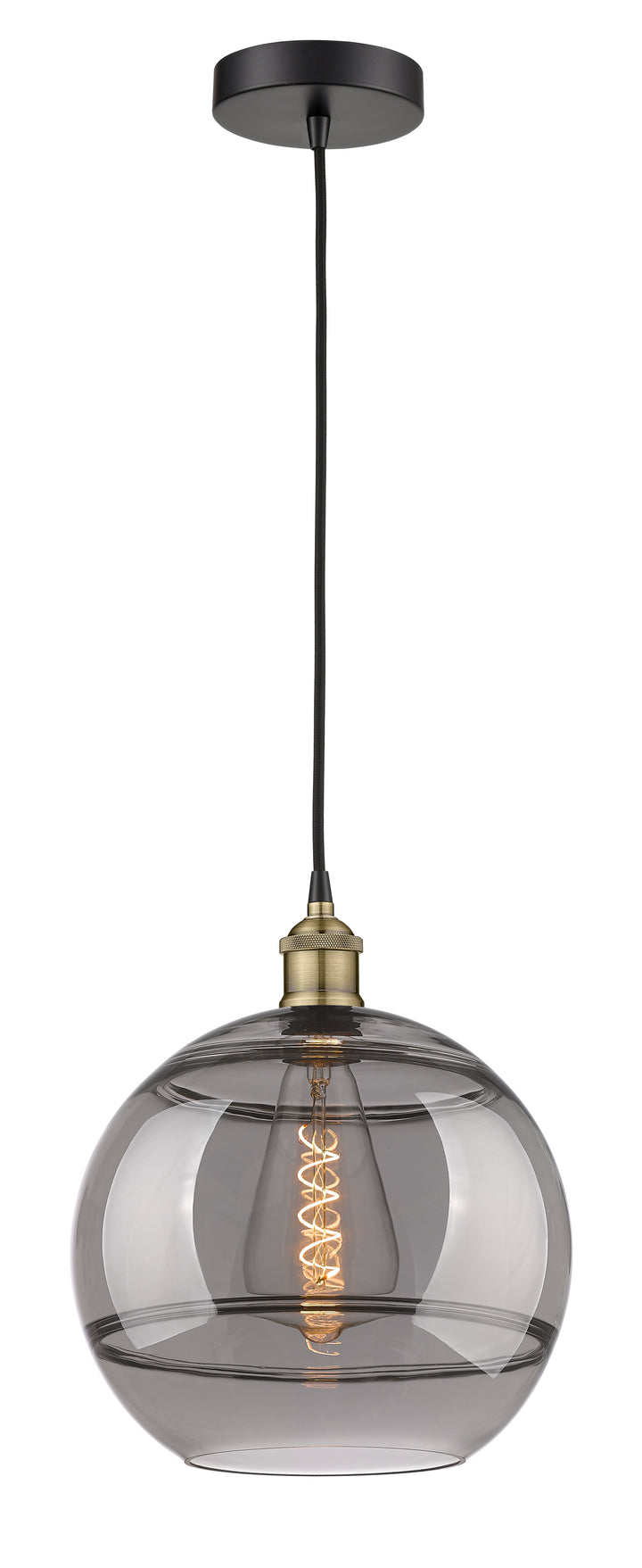 Innovations Lighting Rochester 12" Mini Pendant - Black Antique Brass Mini-Pendants Innovations Lighting   