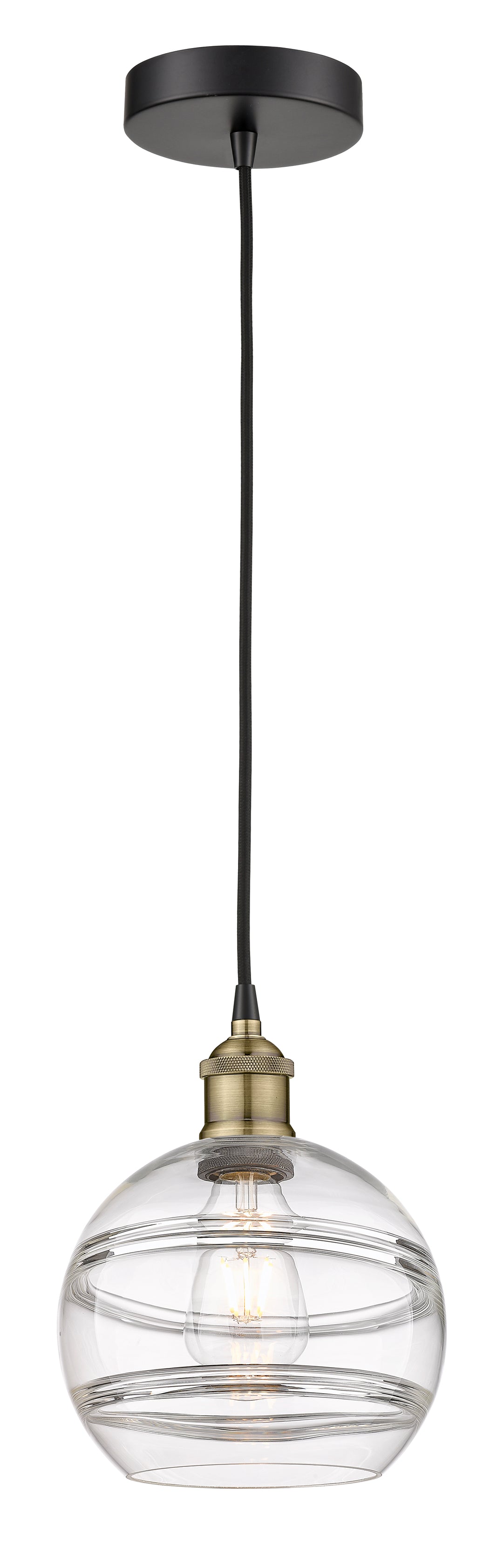 Innovations Lighting Rochester 8" Mini Pendant - Black Antique Brass Mini-Pendants Innovations Lighting   