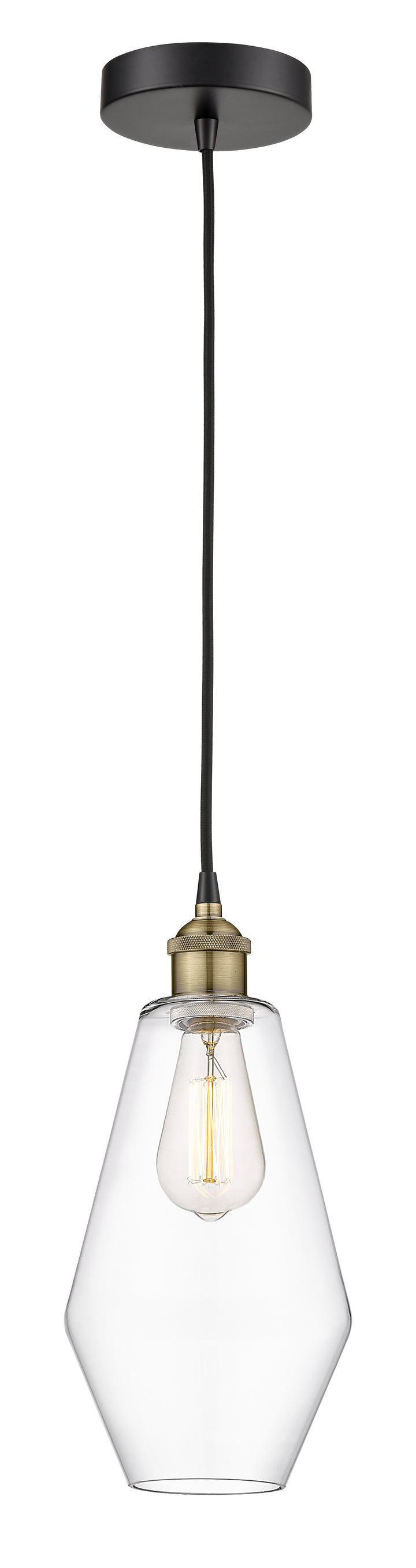 Innovations Lighting Cindyrella 7" Mini Pendant - Black Antique Brass Mini-Pendants Innovations Lighting Clear ; Glass Type: Clear  