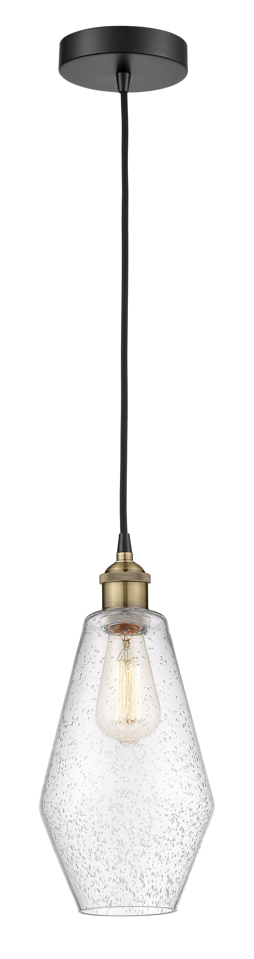 Innovations Lighting Cindyrella 7" Mini Pendant - Black Antique Brass Mini-Pendants Innovations Lighting Seedy ; Glass Type: Seeded  