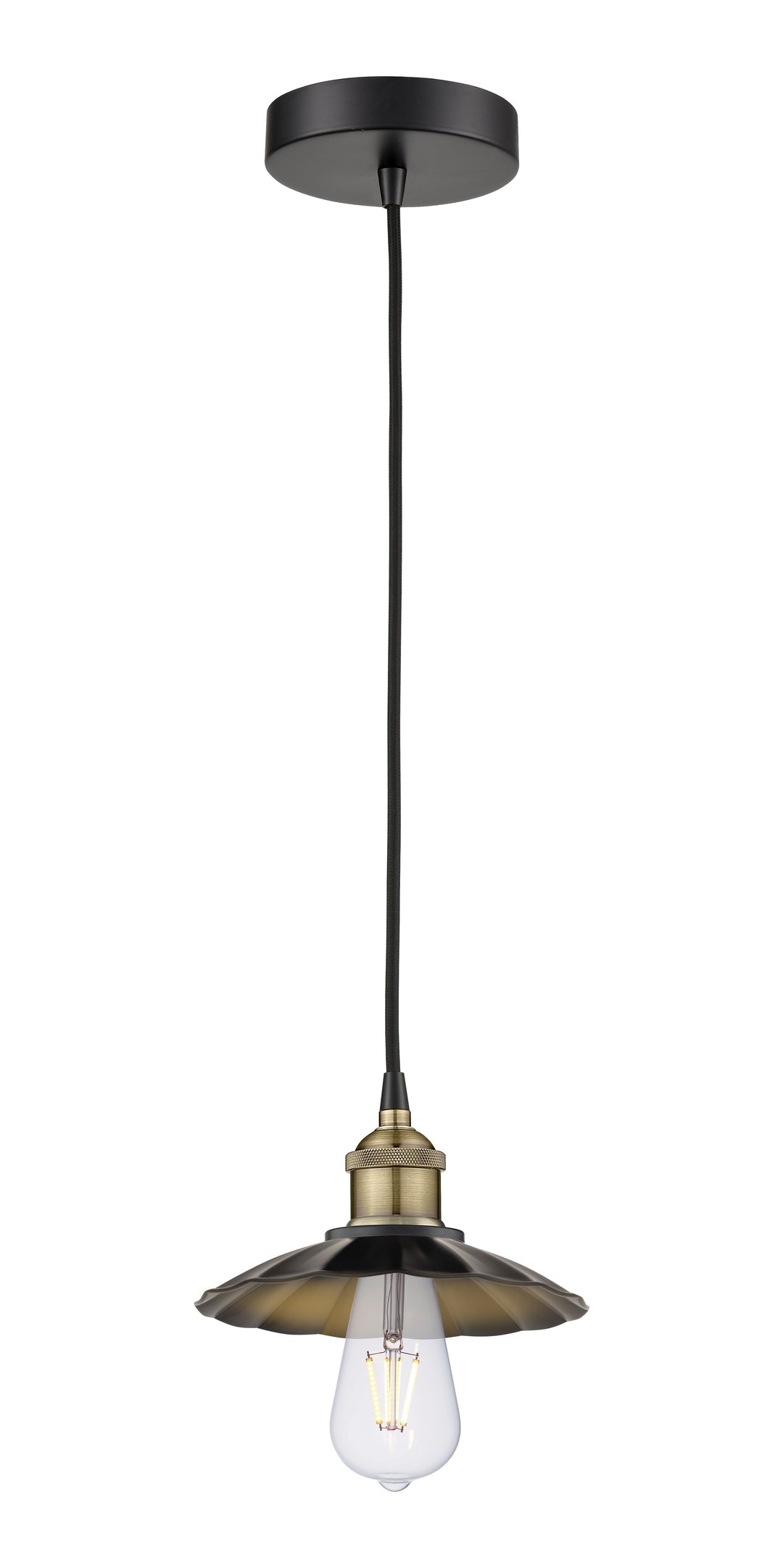 Innovations Lighting Scallop 7.5" Mini Pendant - Black Antique Brass Mini-Pendants Innovations Lighting   