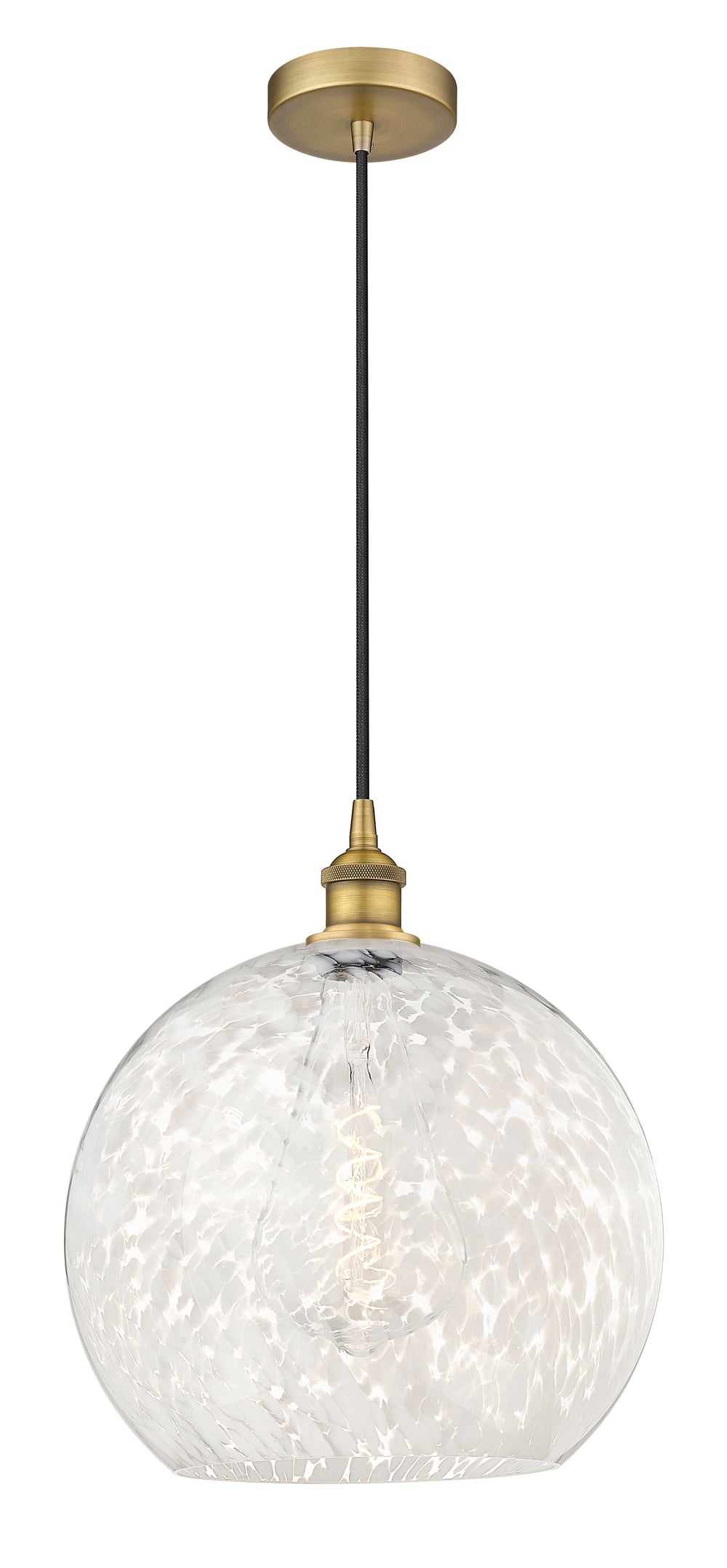 Innovations Lighting White Mouchette 14" Pendant - Brushed Brass Pendants Innovations Lighting   