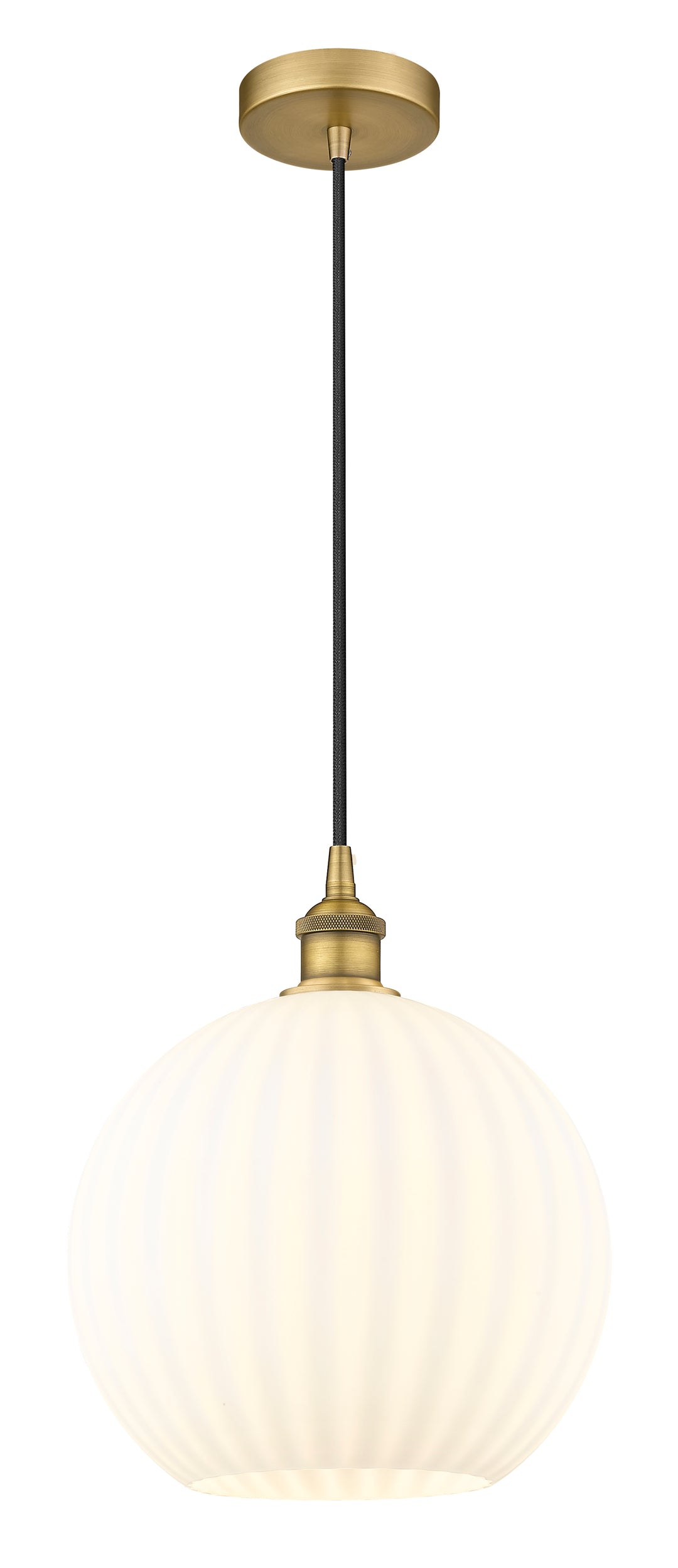 Innovations Lighting White Venetian 12" Mini Pendant - Brushed Brass Mini-Pendants Innovations Lighting   