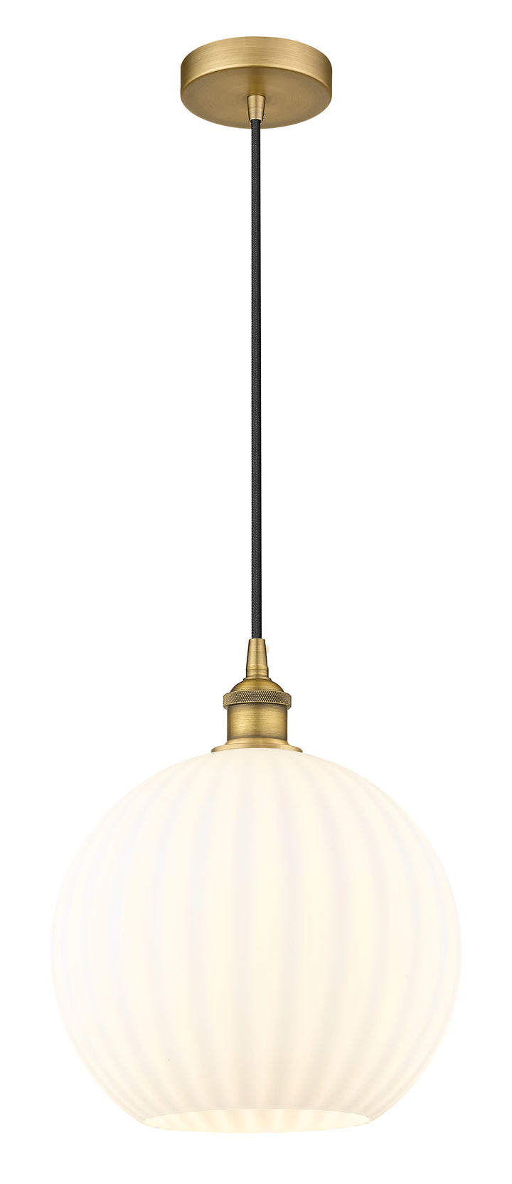 Innovations Lighting White Venetian 12" Mini Pendant - Brushed Brass Mini-Pendants Innovations Lighting   