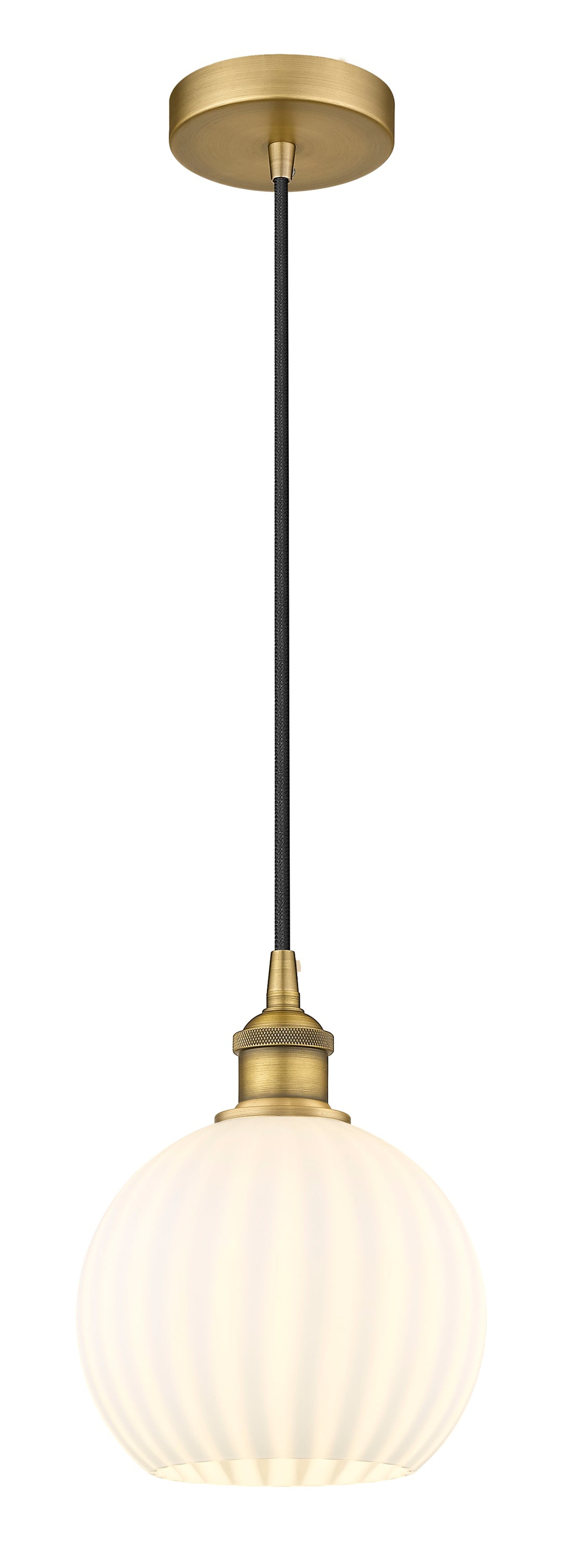 Innovations Lighting White Venetian 8" Mini Pendant - Brushed Brass