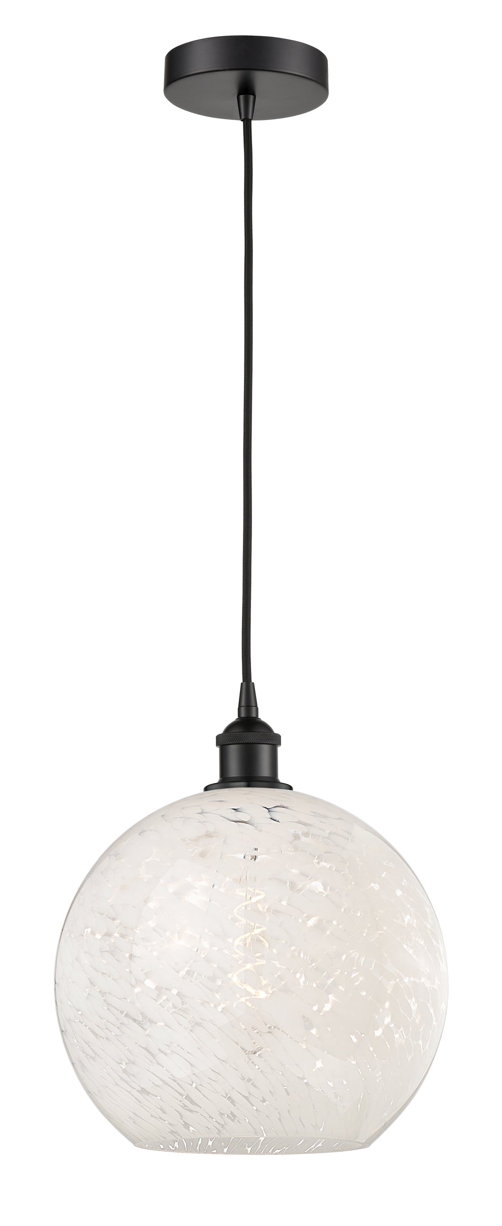 Innovations Lighting White Mouchette 12" Mini Pendant - Matte Black Mini-Pendants Innovations Lighting   