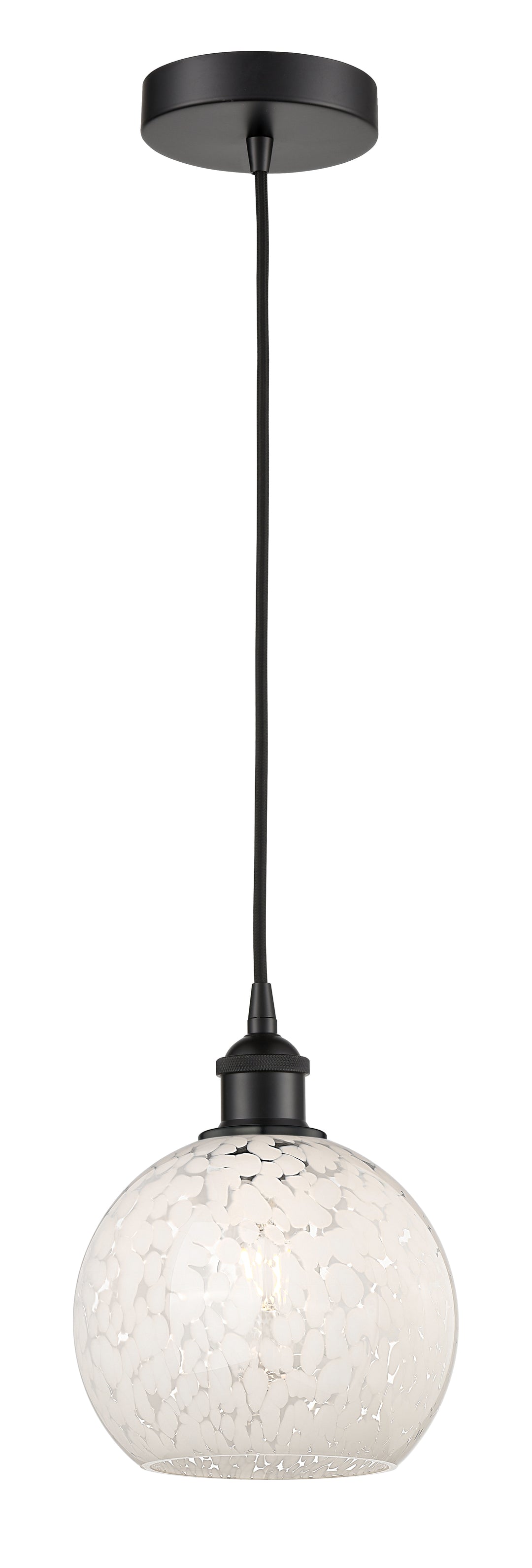 Innovations Lighting White Mouchette 8" Mini Pendant - Matte Black Mini-Pendants Innovations Lighting   