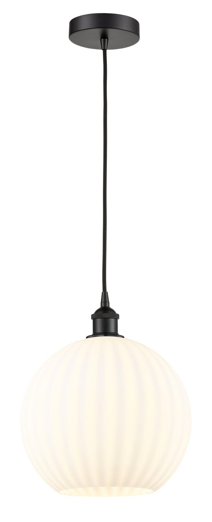 Innovations Lighting White Venetian 12" Mini Pendant - Matte Black Mini-Pendants Innovations Lighting   