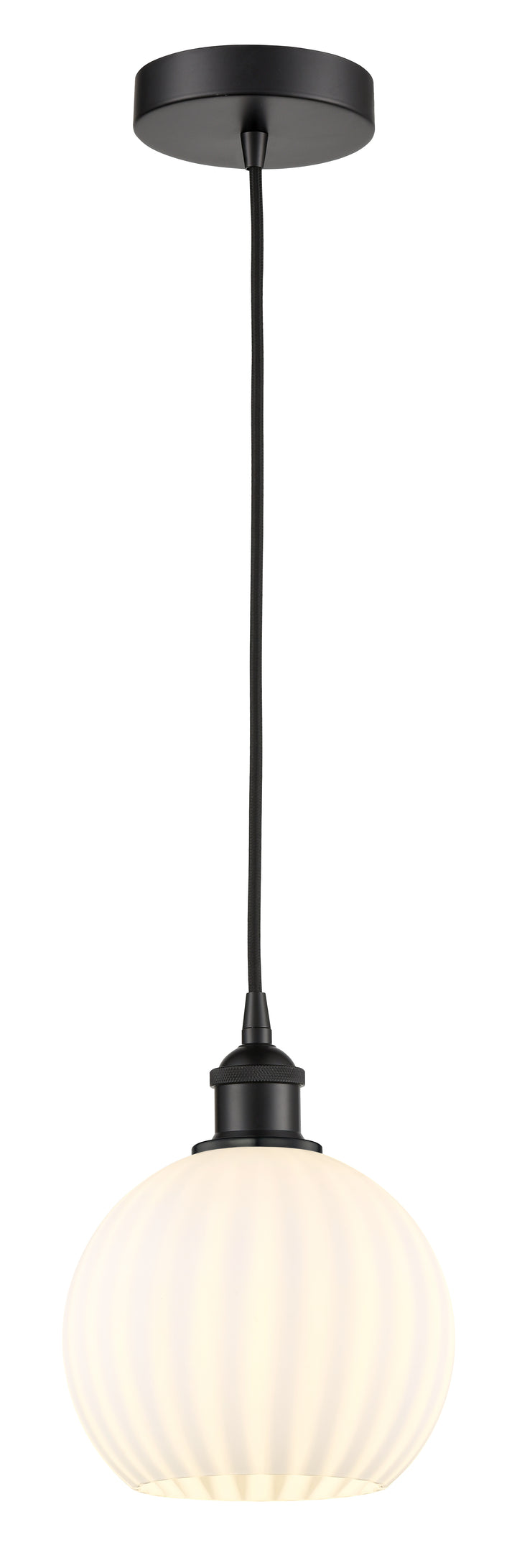 Innovations Lighting White Venetian 8" Mini Pendant - Matte Black