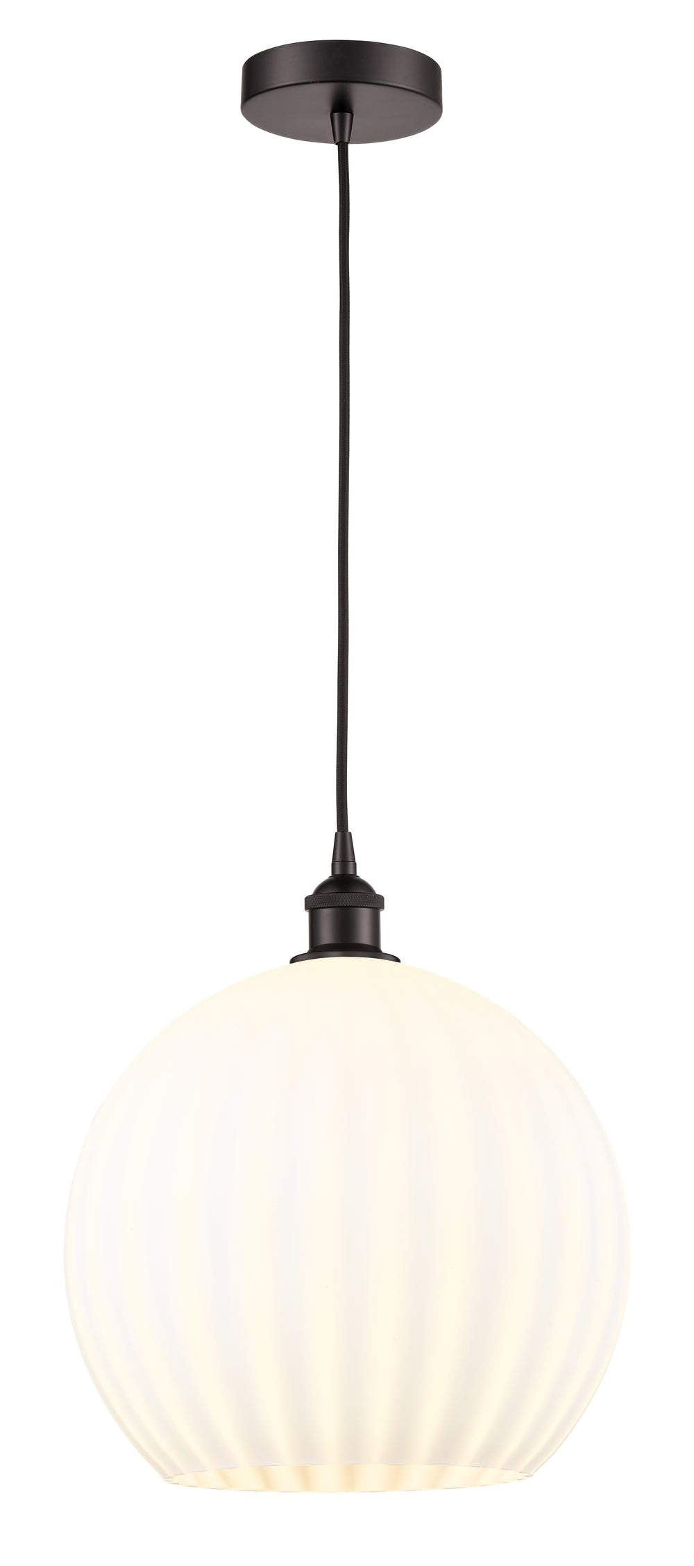 Innovations Lighting White Venetian 14" Pendant - Oil Rubbed Bronze Pendants Innovations Lighting   