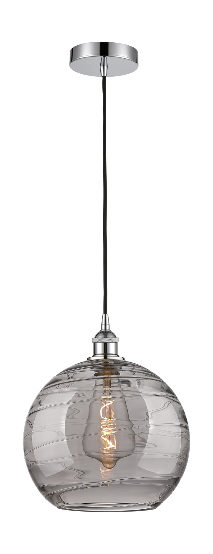 Innovations Lighting Athens Deco Swirl 12" Mini Pendant - Polished Chrome Mini-Pendants Innovations Lighting Light Smoke Deco Swirl ; Glass Type: Smoked  