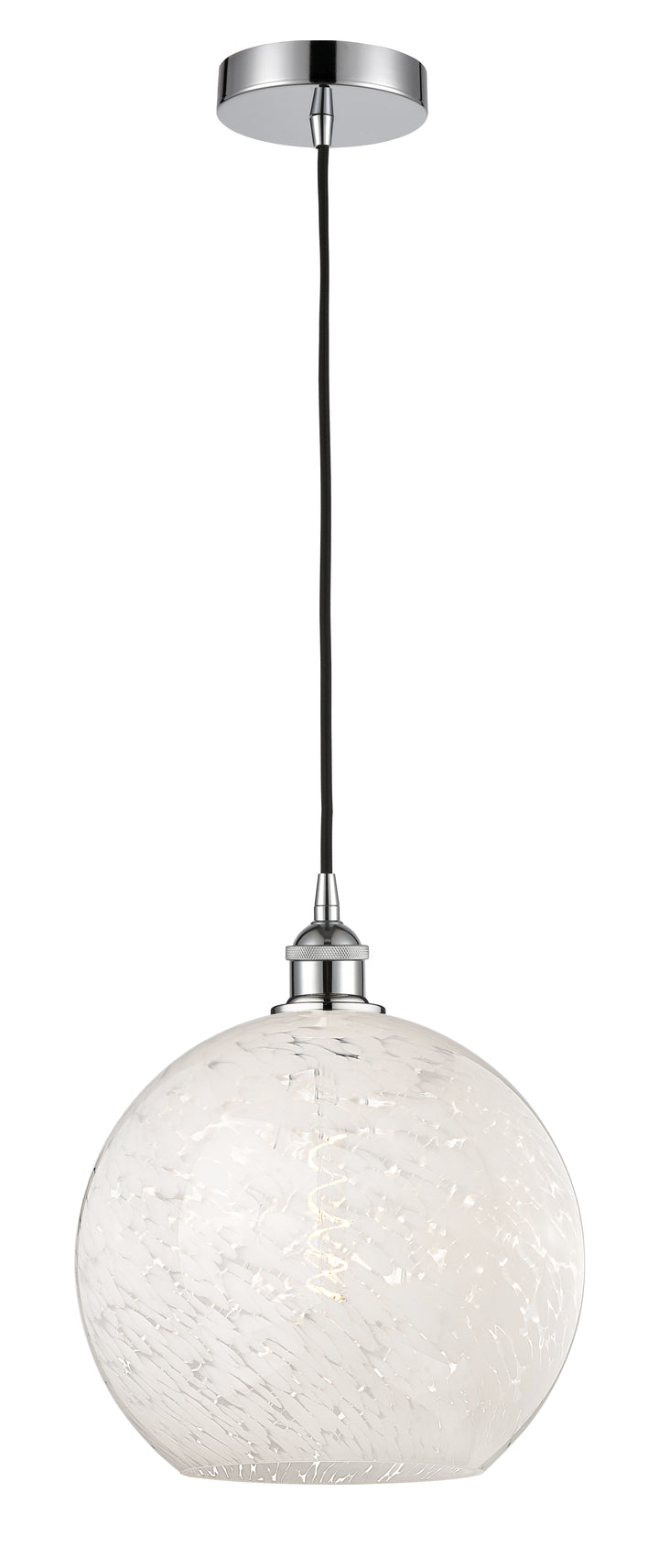 Innovations Lighting White Mouchette 12" Mini Pendant - Polished Chrome Mini-Pendants Innovations Lighting   