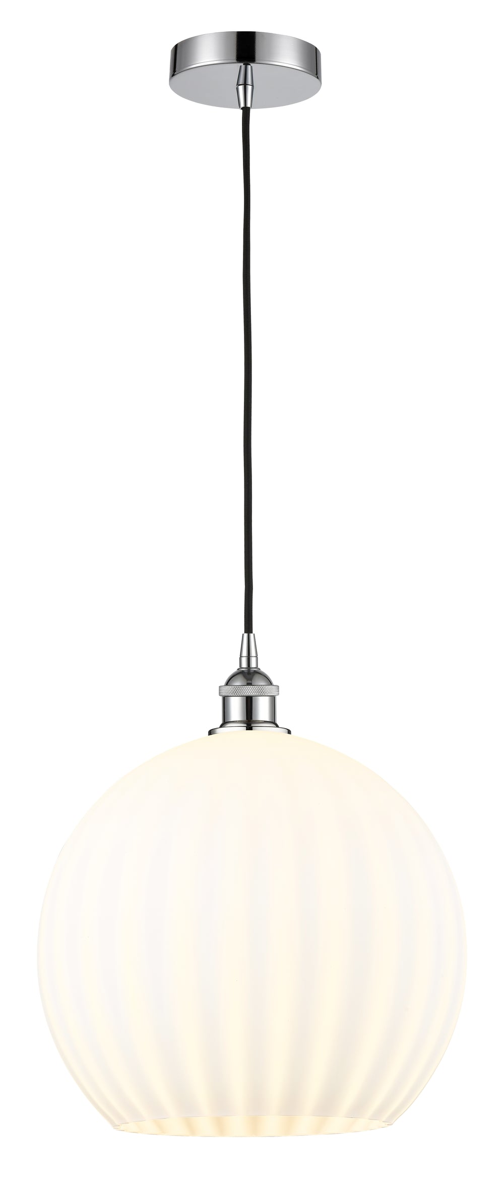 Innovations Lighting White Venetian 14" Pendant - Polished Chrome Pendants Innovations Lighting   