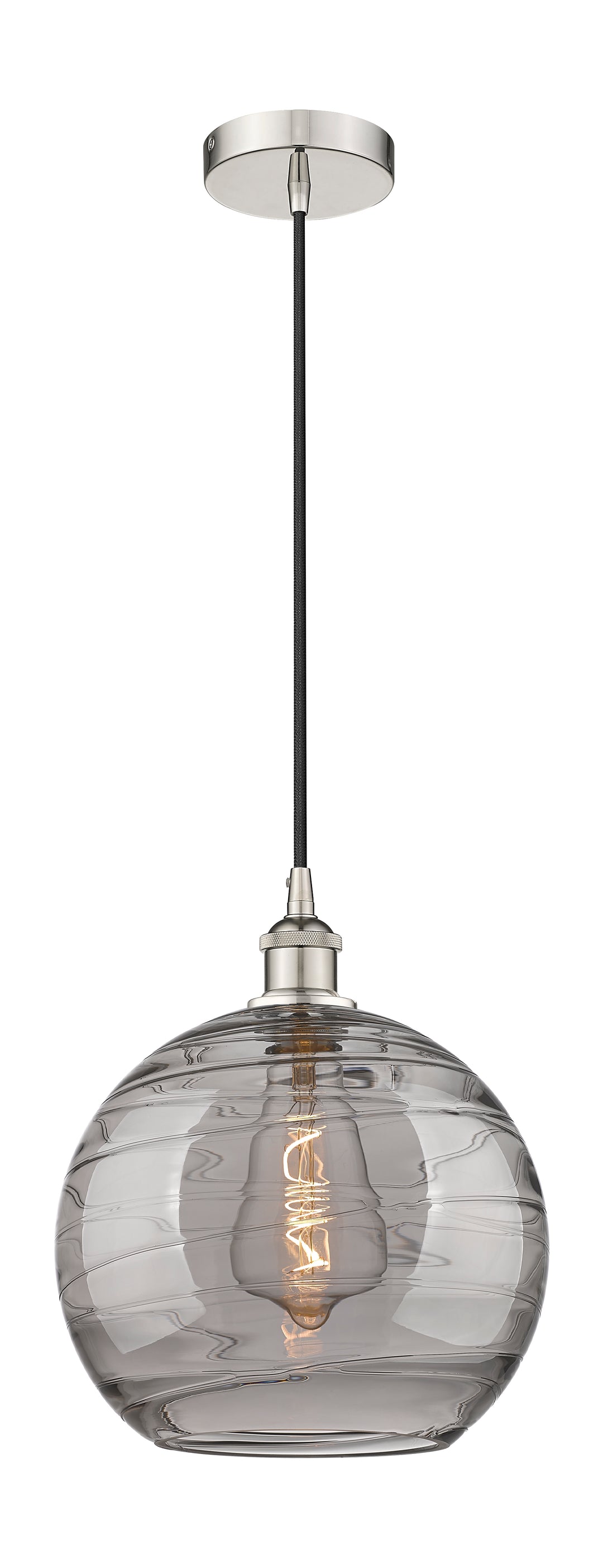 Innovations Lighting Athens Deco Swirl 12" Mini Pendant - Polished Nickel Mini-Pendants Innovations Lighting Light Smoke Deco Swirl ; Glass Type: Smoked  