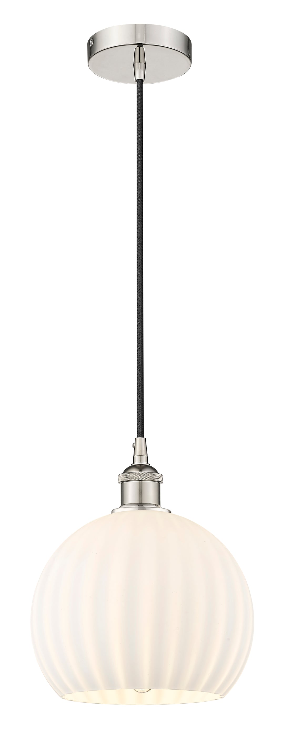 Innovations Lighting White Venetian 10" Mini Pendant - Polished Nickel Mini-Pendants Innovations Lighting   