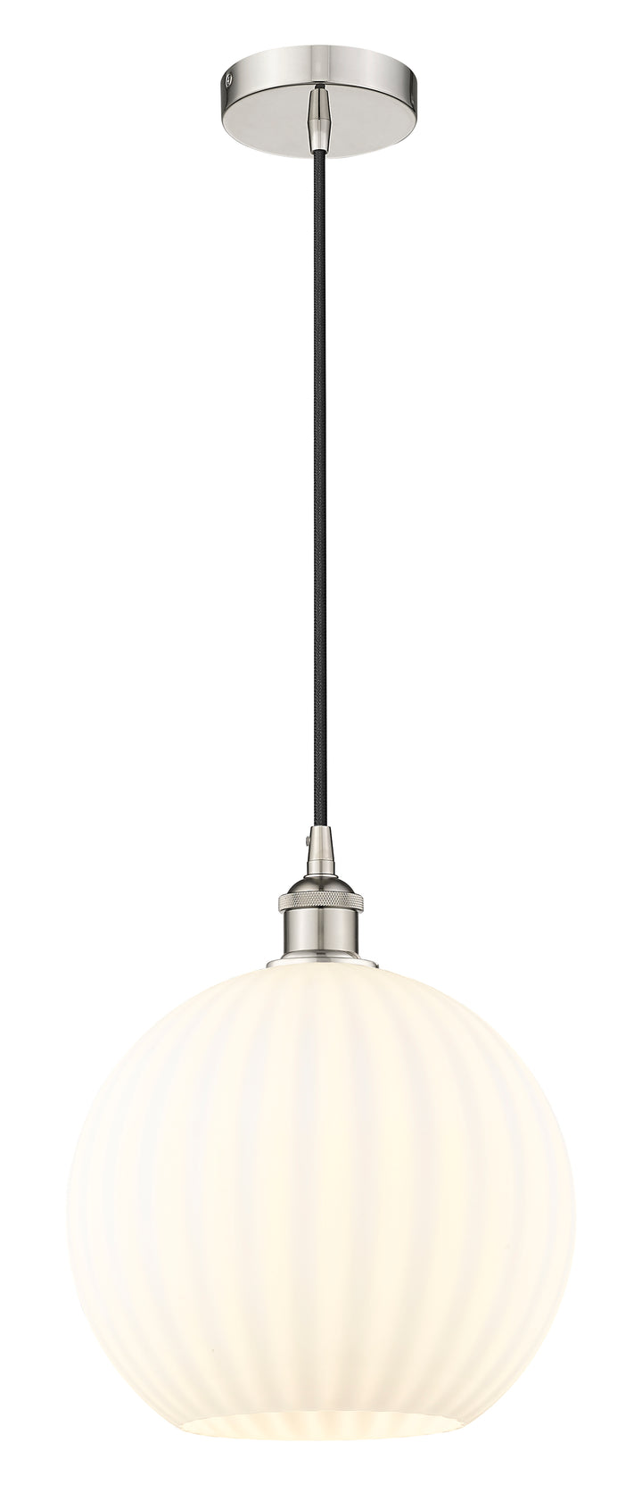 Innovations Lighting White Venetian 12" Mini Pendant - Polished Nickel Mini-Pendants Innovations Lighting   