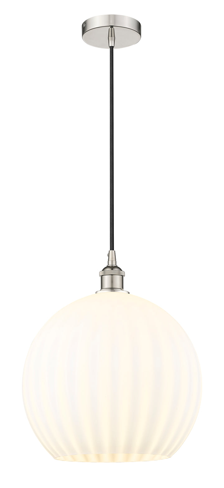 Innovations Lighting White Venetian 14" Pendant - Polished Nickel Pendants Innovations Lighting   