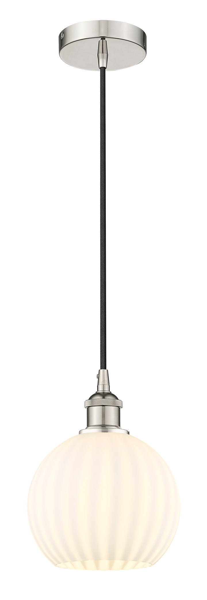 Innovations Lighting White Venetian 8" Mini Pendant - Polished Nickel