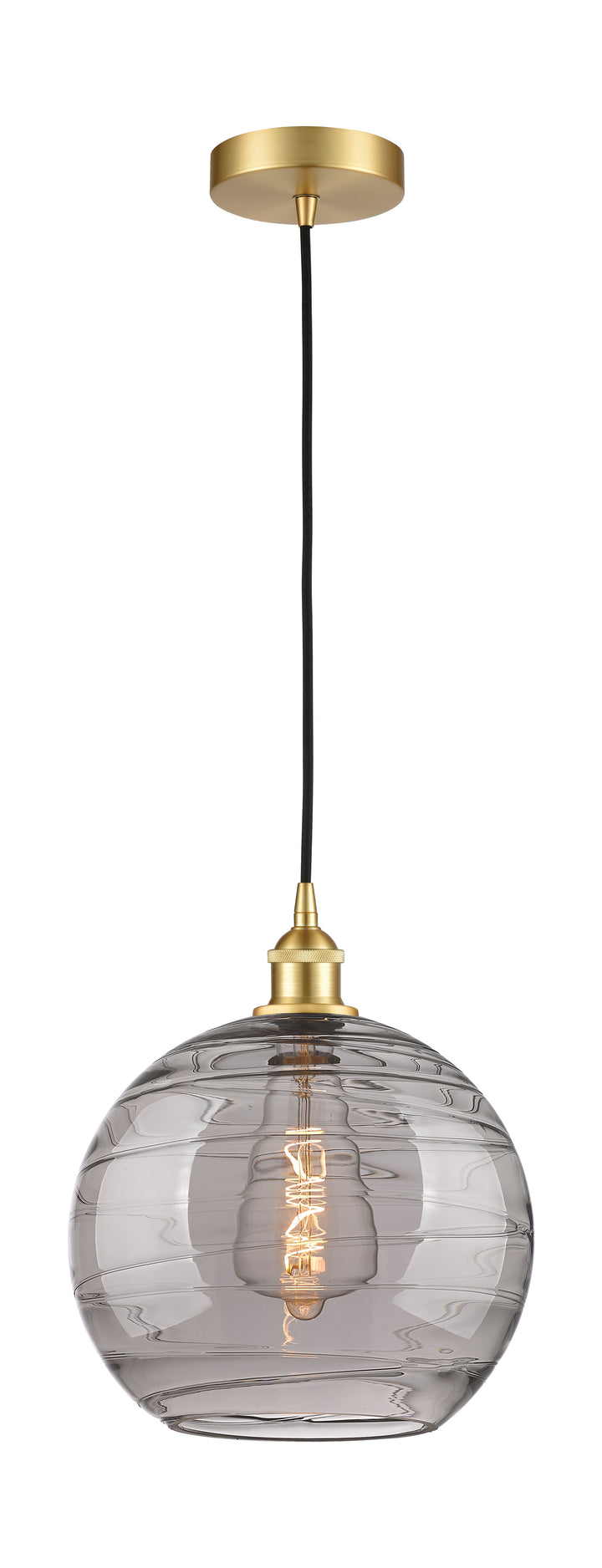 Innovations Lighting Athens Deco Swirl 12" Mini Pendant - Satin Gold Mini-Pendants Innovations Lighting Light Smoke Deco Swirl ; Glass Type: Smoked  