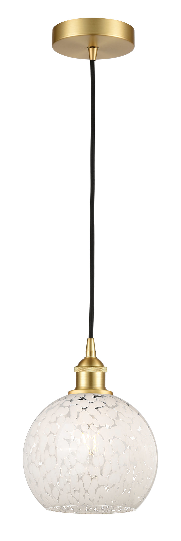 Innovations Lighting White Mouchette 8" Mini Pendant - Satin Gold Mini-Pendants Innovations Lighting   