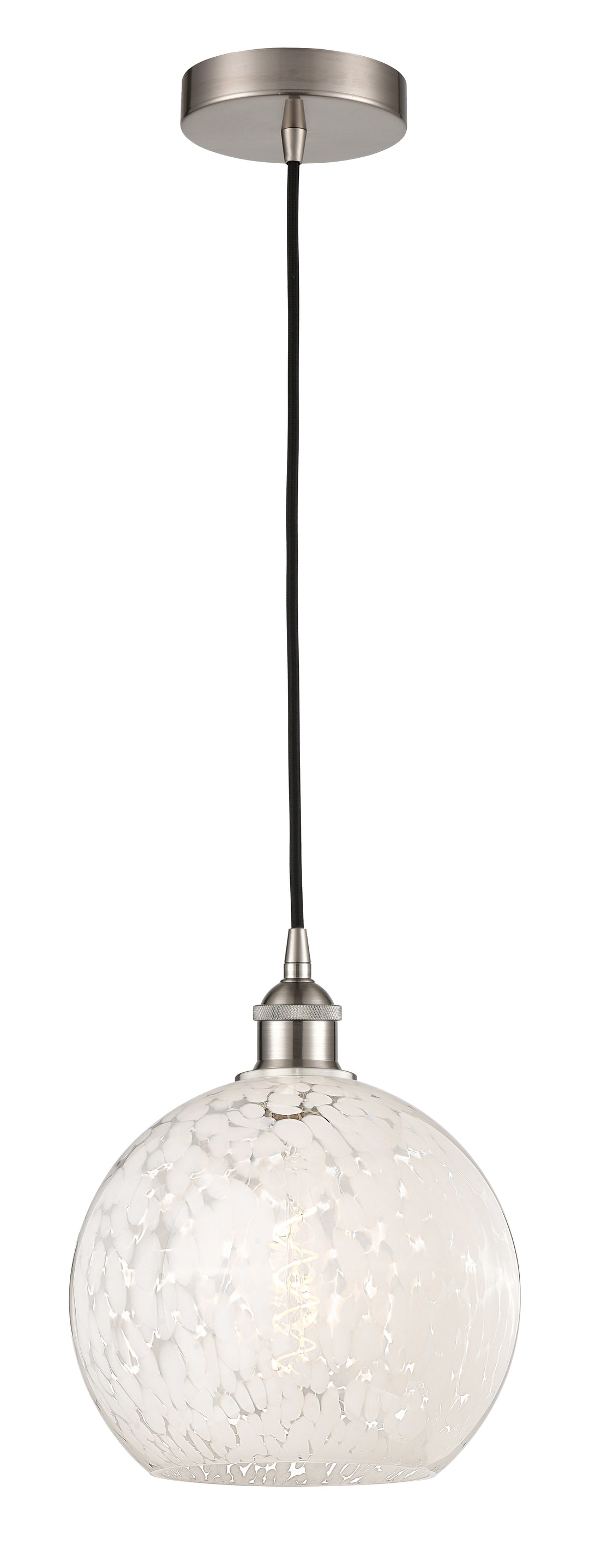 Innovations Lighting White Mouchette 10" Mini Pendant - Brushed Satin Nickel Mini-Pendants Innovations Lighting   