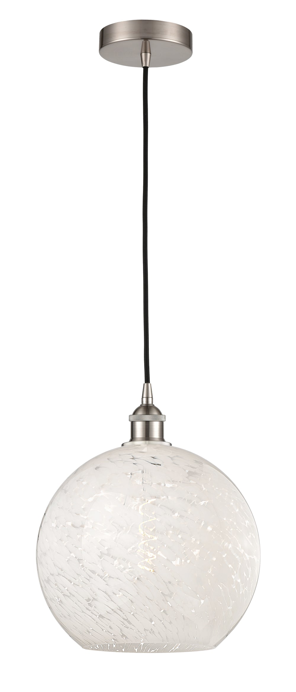 Innovations Lighting White Mouchette 12" Mini Pendant - Brushed Satin Nickel Mini-Pendants Innovations Lighting   