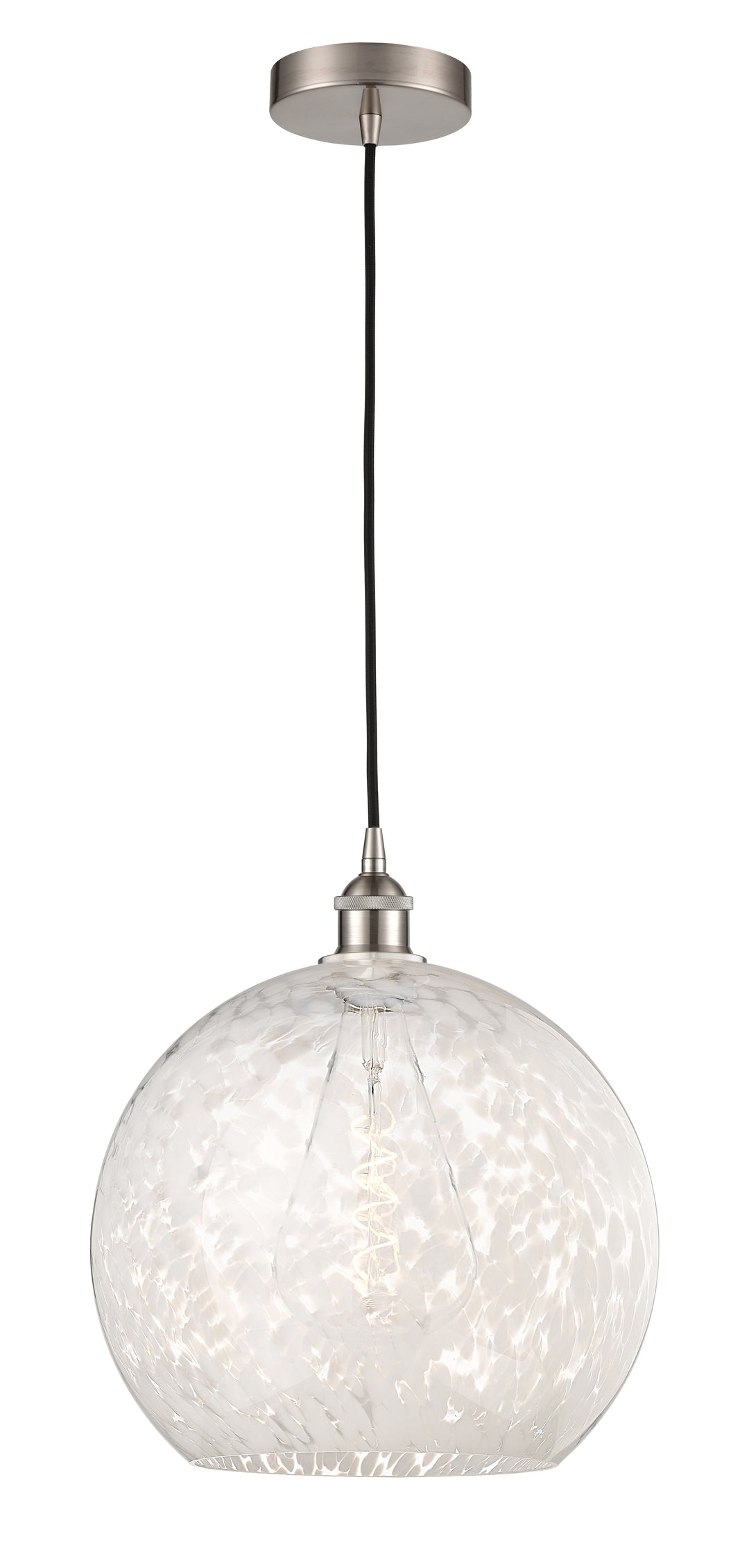 Innovations Lighting White Mouchette 14" Pendant - Brushed Satin Nickel Pendants Innovations Lighting   