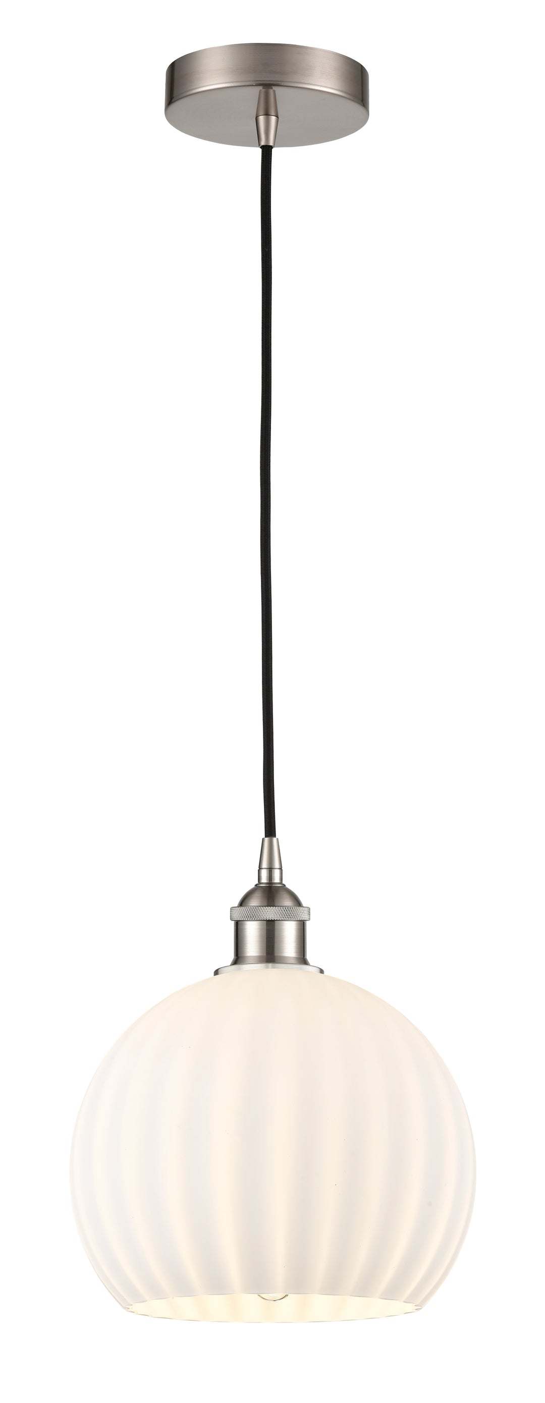 Innovations Lighting White Venetian 10" Mini Pendant - Brushed Satin Nickel Mini-Pendants Innovations Lighting   