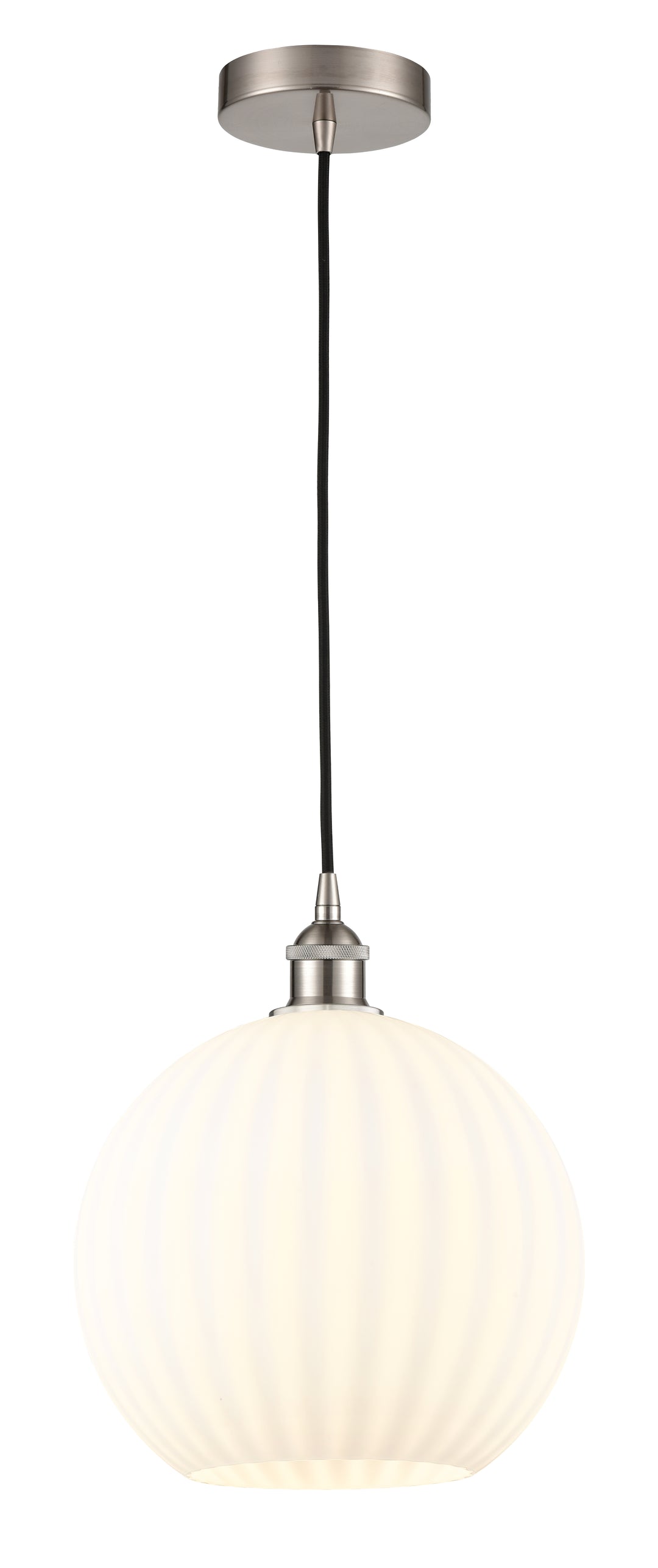 Innovations Lighting White Venetian 12" Mini Pendant - Brushed Satin Nickel Mini-Pendants Innovations Lighting   