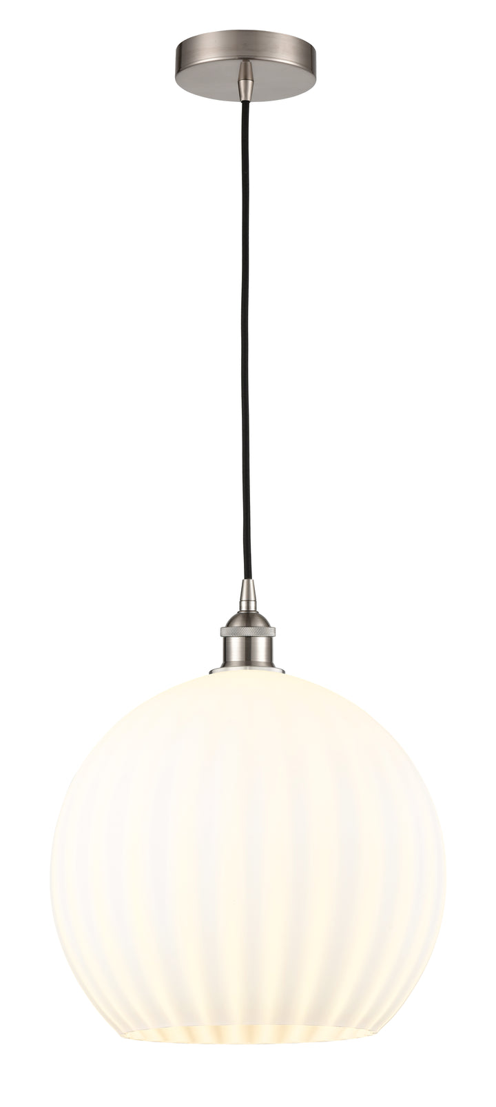 Innovations Lighting White Venetian 14" Pendant - Brushed Satin Nickel Pendants Innovations Lighting   