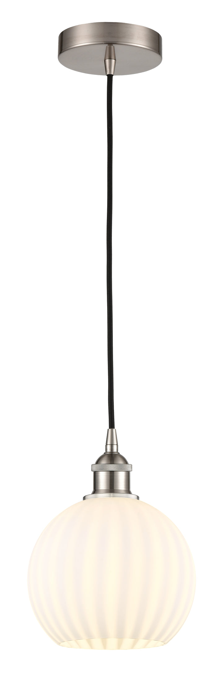 Innovations Lighting White Venetian 8" Mini Pendant - Brushed Satin Nickel