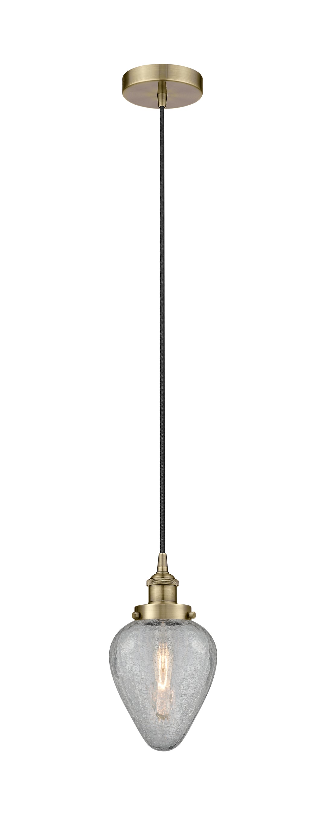 Innovations Lighting Geneseo 6" Mini Pendant - Antique Brass Mini-Pendants Innovations Lighting Clear Crackled ; Glass Type: Crackled  