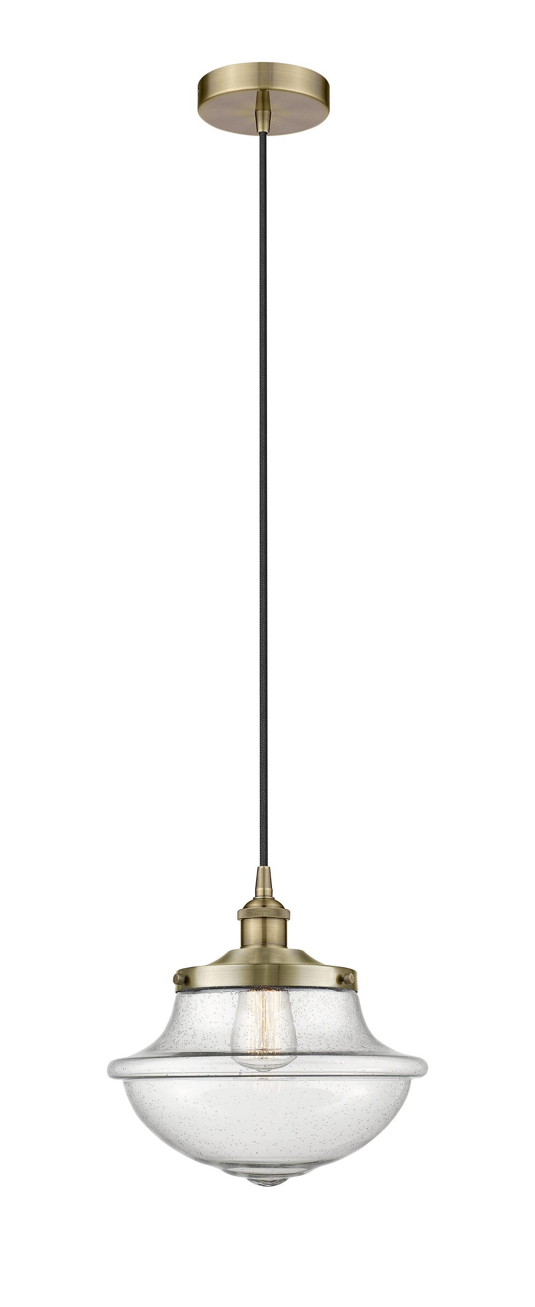 Innovations Lighting Oxford 11.75" Mini Pendant - Antique Brass Mini-Pendants Innovations Lighting Seedy ; Glass Type: Seeded  