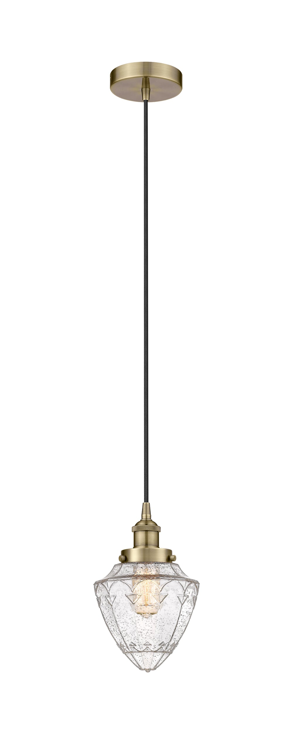 Innovations Lighting Bullet 7" Mini Pendant - Antique Brass Mini-Pendants Innovations Lighting Seedy ; Glass Type: Seeded  