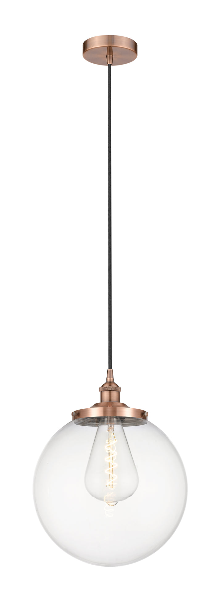 Innovations Lighting Beacon 14" Mini Pendant - Antique Copper Mini-Pendants Innovations Lighting Clear ; Glass Type: Transparent  